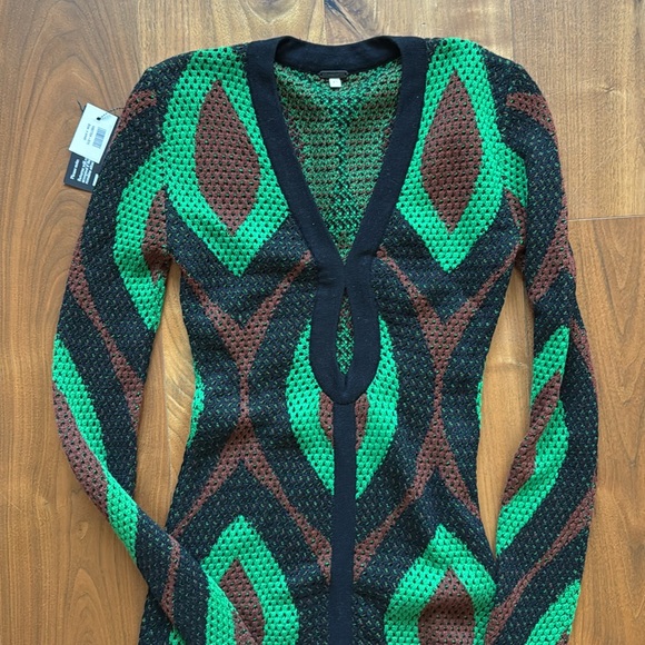 NWT / Johanna Ortiz Knot Eyelet Midi Dress / XS green black - Picture 9 of 11